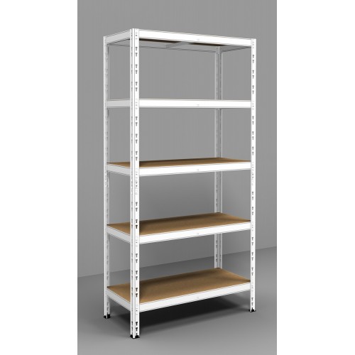 Scaffalatura in Metallo Scaffale ad Incastro 180 cm con 5 Ripiani Bianco