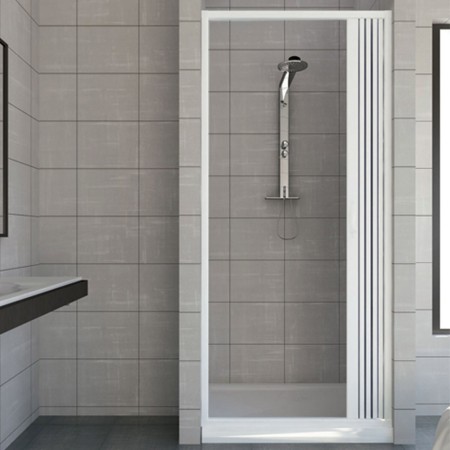 Box Cabina Doccia Parete Nicchia in PVC Porta a Soffietto Pieghevole 1 Anta Lato