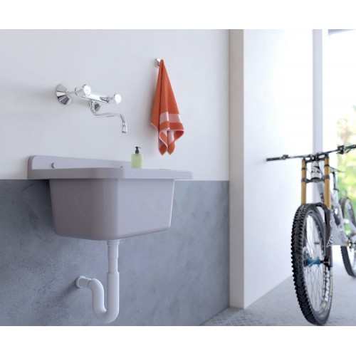 Pilozzo per Esterno Grigio Lavello a Muro 60x34 cm Lavabo Lavanderia