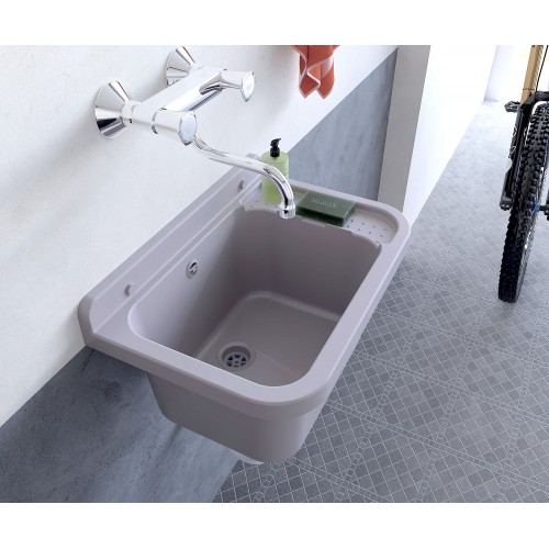 Pilozzo per Esterno Grigio Lavello a Muro 60x34 cm Lavabo Lavanderia