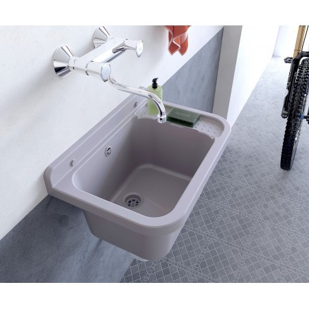Pilozzo per Esterno Grigio Lavello a Muro 60x34 cm Lavabo Lavanderia