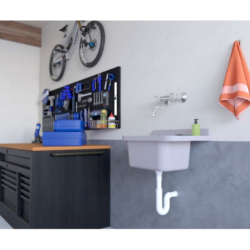 Pilozzo per Esterno Lavabo 50x34 cm Lavanderia Grigio Lavello a Muro