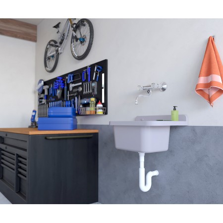 Pilozzo per Esterno Lavabo 50x34 cm Lavanderia Grigio Lavello a Muro