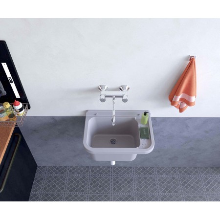 Pilozzo per Esterno Lavabo 50x34 cm Lavanderia Grigio Lavello a Muro