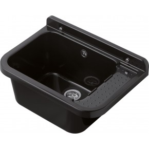 Lavabo per Esterno Nero 50x34 cm Lavello a Muro Pilozzo per Lavanderia