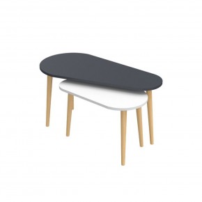Tavolino da Caffè in Legno Antracite e Bianco Tavolino dal Design Moderno 2