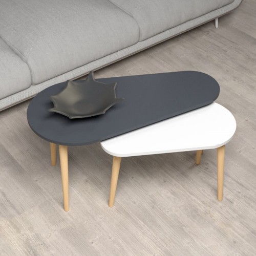 Tavolino da Caffè in Legno Antracite e Bianco Tavolino dal Design Moderno