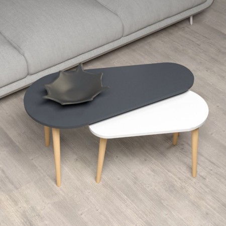 Tavolino da Caffè in Legno Antracite e Bianco Tavolino dal Design Moderno