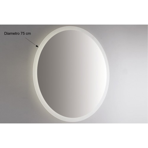 Specchio Rotondo Retroilluminato Led 75 cm da Parete per Bagno Decorativo
