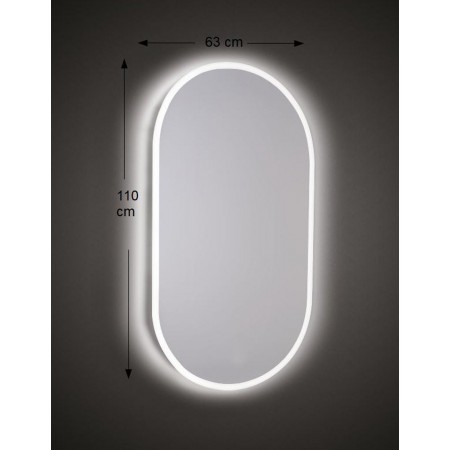 Specchio Ovale Retroilluminato a Led 63x110 cm per Bagno Reversibile