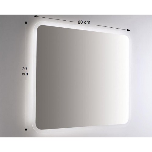 Specchio da Bagno Rettangolare Retroilluminato a Led 80x70 da Parete
