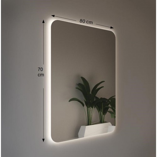 Specchio da Bagno Rettangolare Retroilluminato a Led 80x70 da Parete