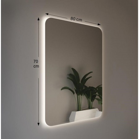 Specchio da Bagno Rettangolare Retroilluminato a Led 80x70 da Parete