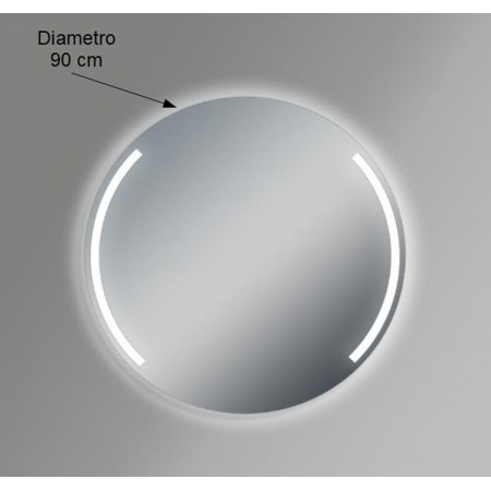 Specchio Rotondo da Bagno 90 cm con Illuminazione Perimetrale a Led