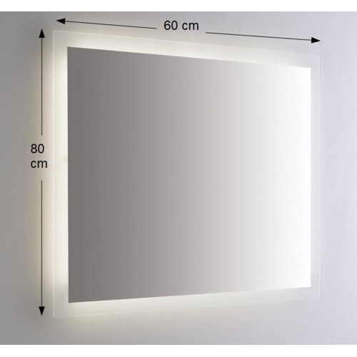 Specchio Rettangolare per Bagno con Illuminazione Perimetrale a Led 80x60