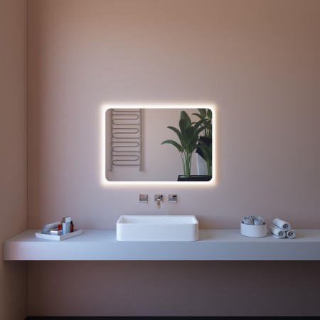 Specchio Retroilluminato da Bagno Rettangolare 100x70 a Led da Parete
