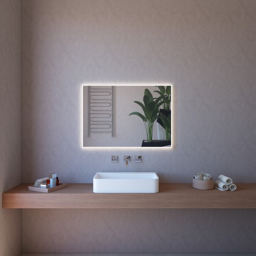 Specchio Retroilluminato da Bagno Rettangolare 100x70 a Led da Parete
