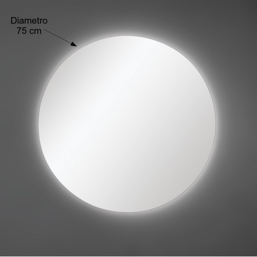 Specchio Moderno Rotondo 75 cm Illuminazione Perimetrale Led per Bagno