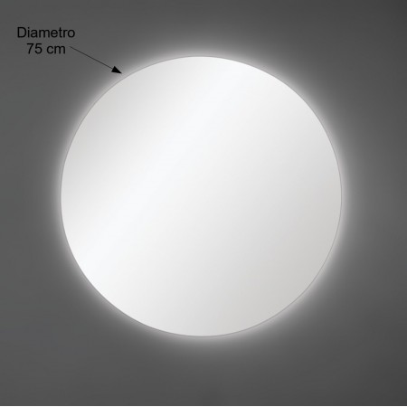 Specchio Moderno Rotondo 75 cm Illuminazione Perimetrale Led per Bagno