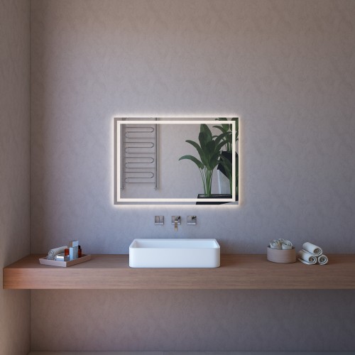 Specchio da Bagno Reversibile con Retroilluminazione Rettangolare 110x80