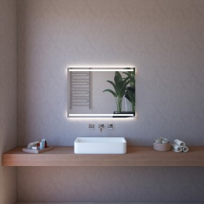 Specchio Rettangolare Moderno 100x70 da Bagno con Fasce Illuminate a Led 2