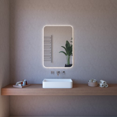 Specchio Rettangolare 90x110 con Illuminazione Perimetrale da Bagno Moderno