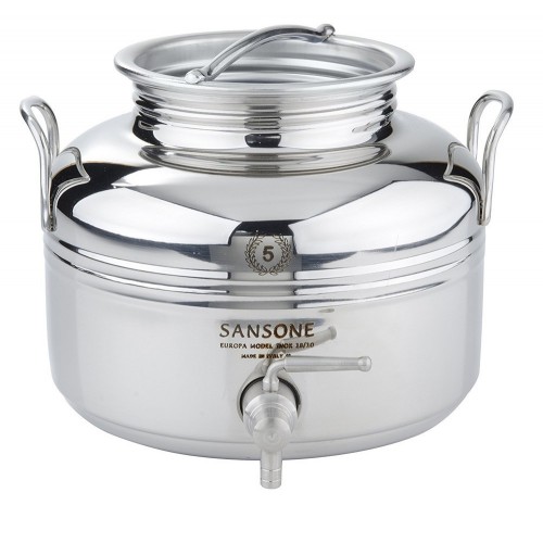 Fusto per Olio Sansone 5 litri in Acciaio Inox Contenitore con Rubinetto Bidone