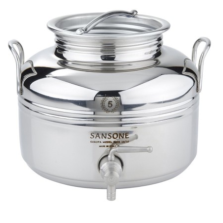 Fusto per Olio Sansone 5 litri in Acciaio Inox Contenitore con Rubinetto Bidone