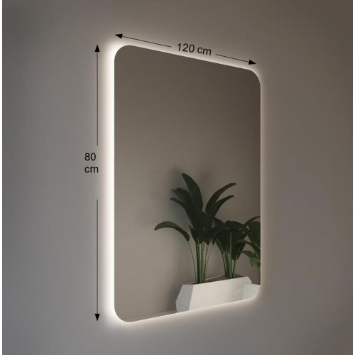 Specchio Rettangolare da Bagno 80x120 con Illuminazione Perimetrale a Led