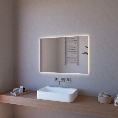 Specchio Moderno Rettangolare da Bagno 110x80 con Illuminazione a Led
