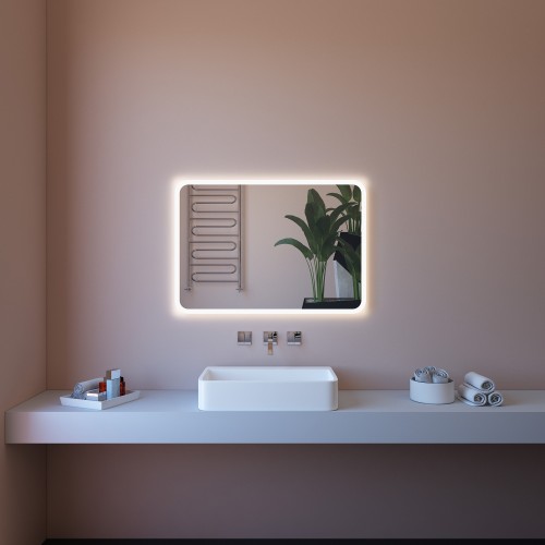 Specchio Retroilluminato a Led per Bagno da Parete Rettangolare 110x80