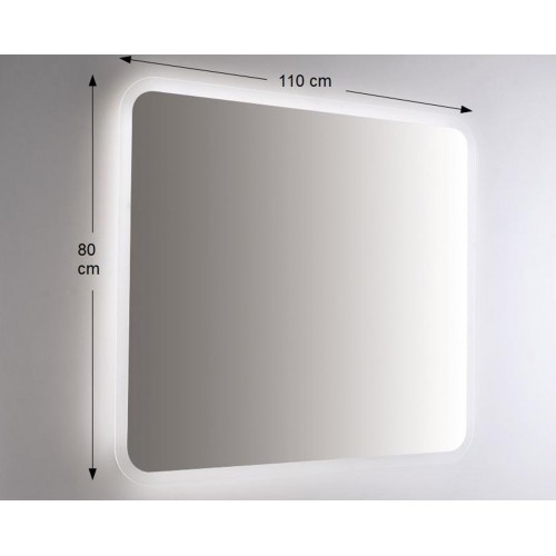 Specchio Retroilluminato a Led per Bagno da Parete Rettangolare 110x80