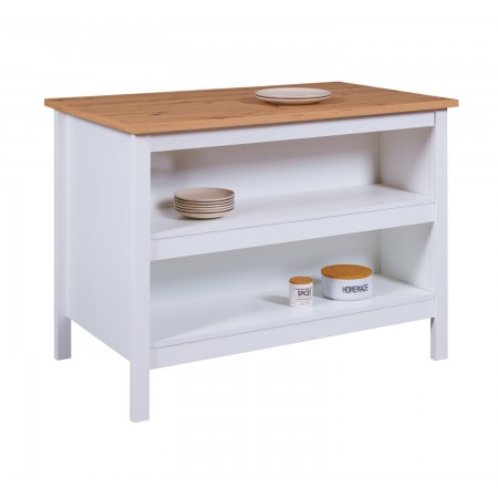 Tavolo Alto da Pranzo Mobile Bianco con Ripiani Penisola per Cucina