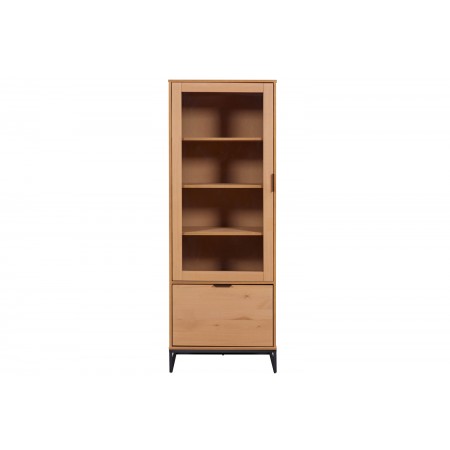 Credenza con Anta a Vetro e Ripiani Vetrina in Legno Quercia da Ingresso