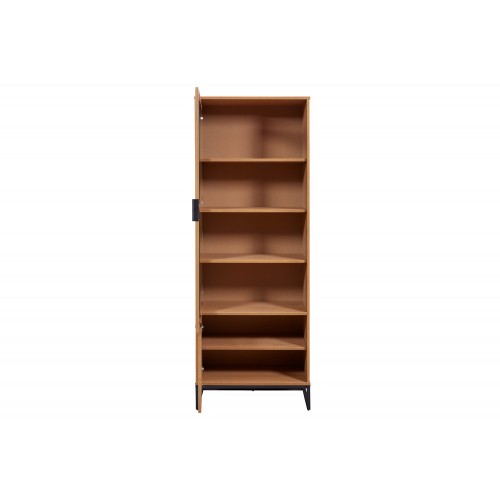 Credenza con Anta a Vetro e Ripiani Vetrina in Legno Quercia da Ingresso