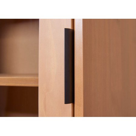 Credenza con Anta a Vetro e Ripiani Vetrina in Legno Quercia da Ingresso