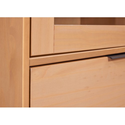 Credenza con Anta a Vetro e Ripiani Vetrina in Legno Quercia da Ingresso