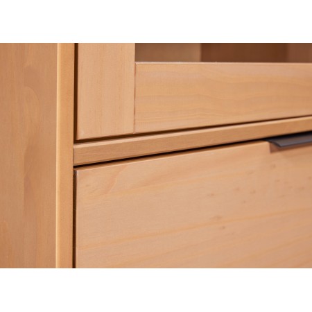 Credenza con Anta a Vetro e Ripiani Vetrina in Legno Quercia da Ingresso