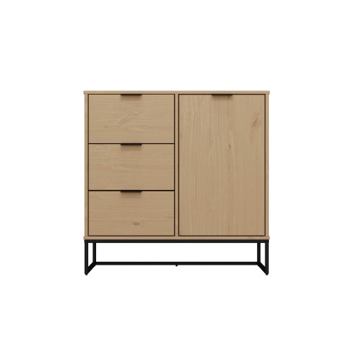 Credenza con Anta e 3 Cassetti Mobile in Legno Quercia da Ingresso