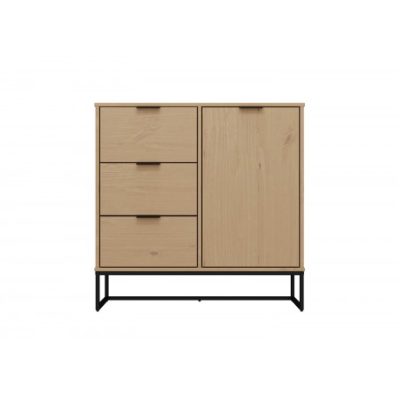 Credenza con Anta e 3 Cassetti Mobile in Legno Quercia da Ingresso