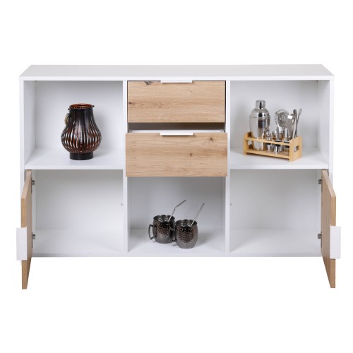 Credenza Modulare Mobile a Cubi Bianco 120 cm con Scaffali a Giorno
