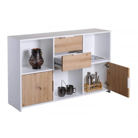Credenza Modulare Mobile a Cubi Bianco 120 cm con Scaffali a Giorno