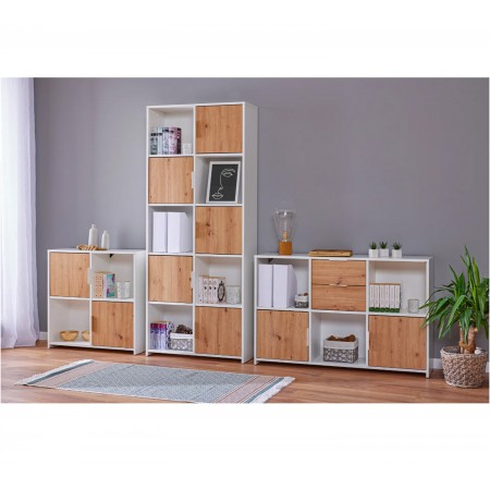 Credenza Modulare Mobile a Cubi Bianco 120 cm con Scaffali a Giorno
