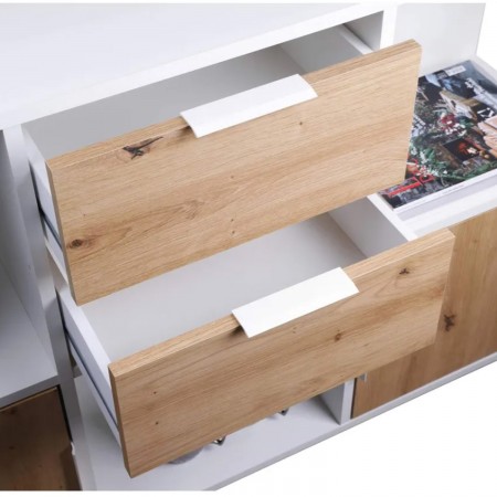 Credenza Modulare Mobile a Cubi Bianco 120 cm con Scaffali a Giorno