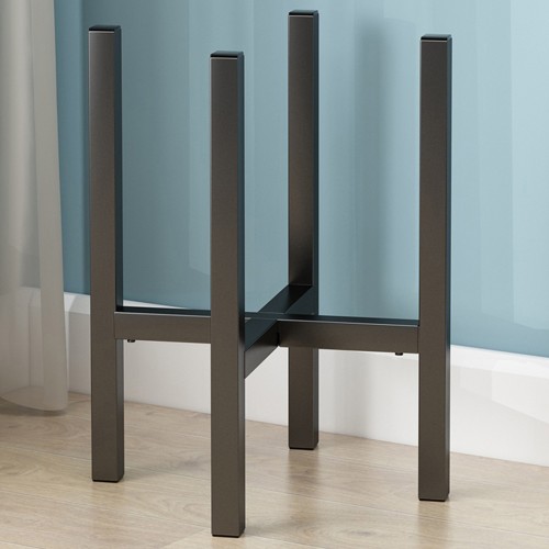 Base Porta Piante Nero in Metallo Portavaso e Fiori Regolabile da Interno