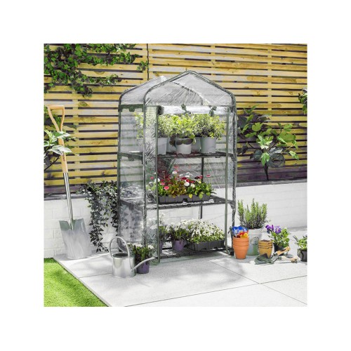 Mini Serra in Acciaio per Piante Copertura in PVC da Giardino o Balcone