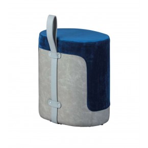 Pouff Secchiello con Maniglia Sgabello da Seduta e Poggiapiedi Blu 2
