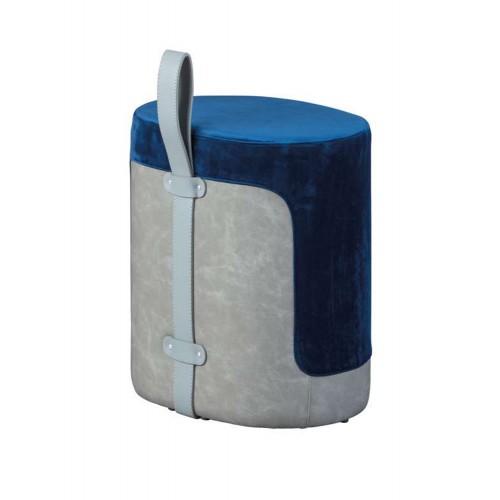 Pouff Secchiello con Maniglia Sgabello da Seduta e Poggiapiedi Blu
