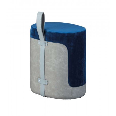 Pouff Secchiello con Maniglia Sgabello da Seduta e Poggiapiedi Blu