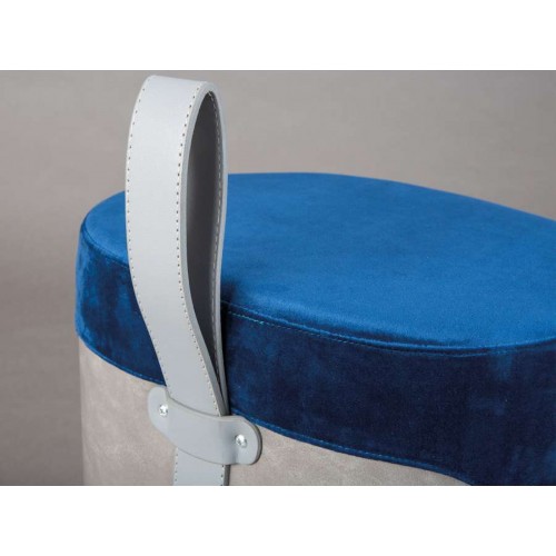 Pouff Secchiello con Maniglia Sgabello da Seduta e Poggiapiedi Blu